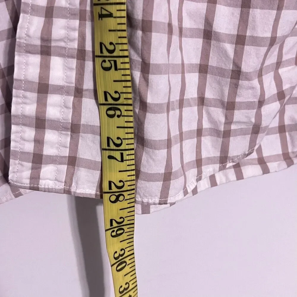 J Crew Mens Washed Casual Shirt Size M White Brown Grey Tailored Fit